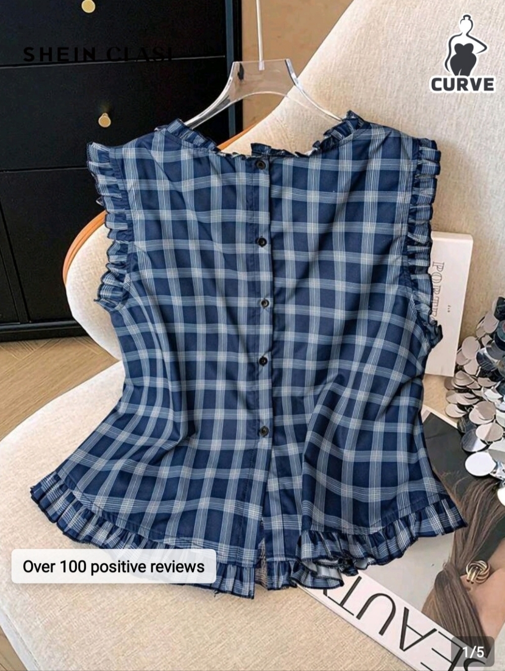SHEIN Curve 2XL Top in Blue